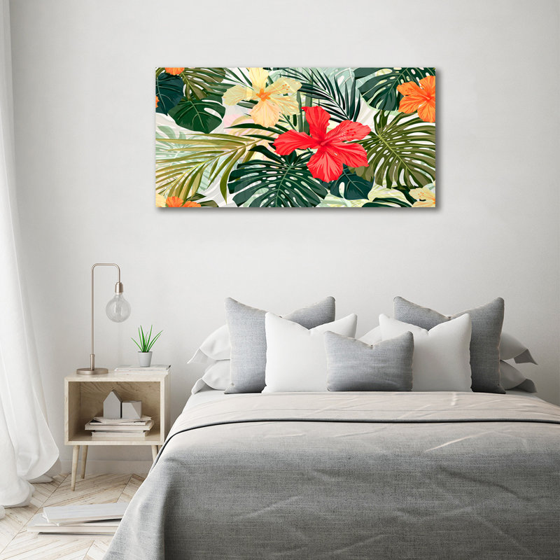 Hawaiian Flowers - No Frame Print on Canvas, 70cm H X 140cm W