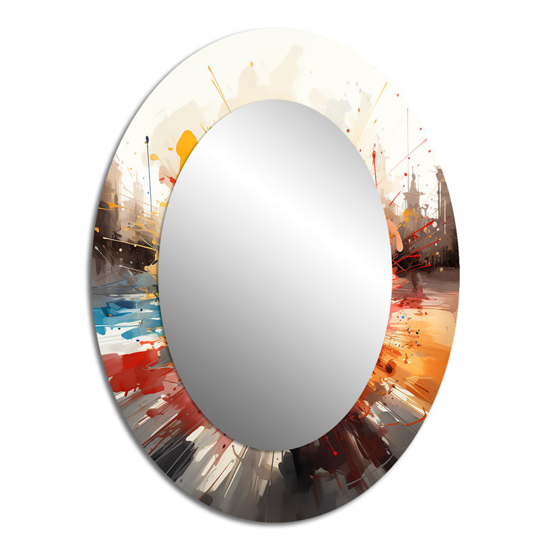 Casino Royale I - Red Glam Oval Wall Mirror, 40" x 30"