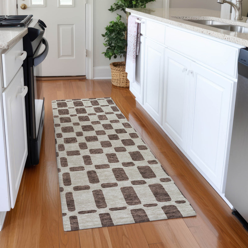 Premium Machine Washable Prisco Brown Rug, Runner 2'3" x 7'6"