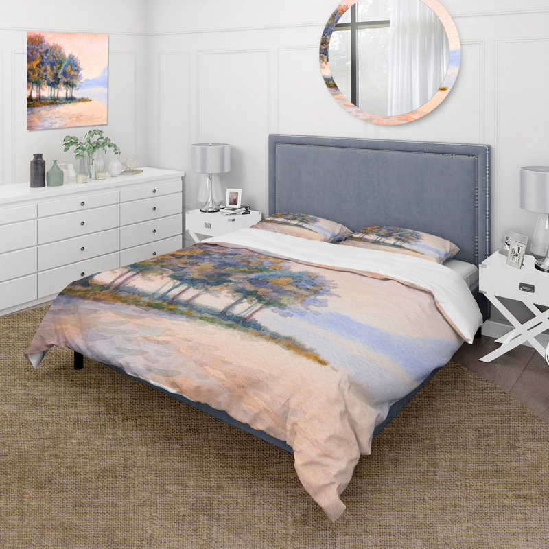 Coucher de soleil sur le lac II - ensemble de housse de couette traditionnel - microfibre de polyester