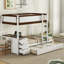 Lit superposé Twintwin avec ports, bureau et rangement en blanc et noyer pour une utilisation