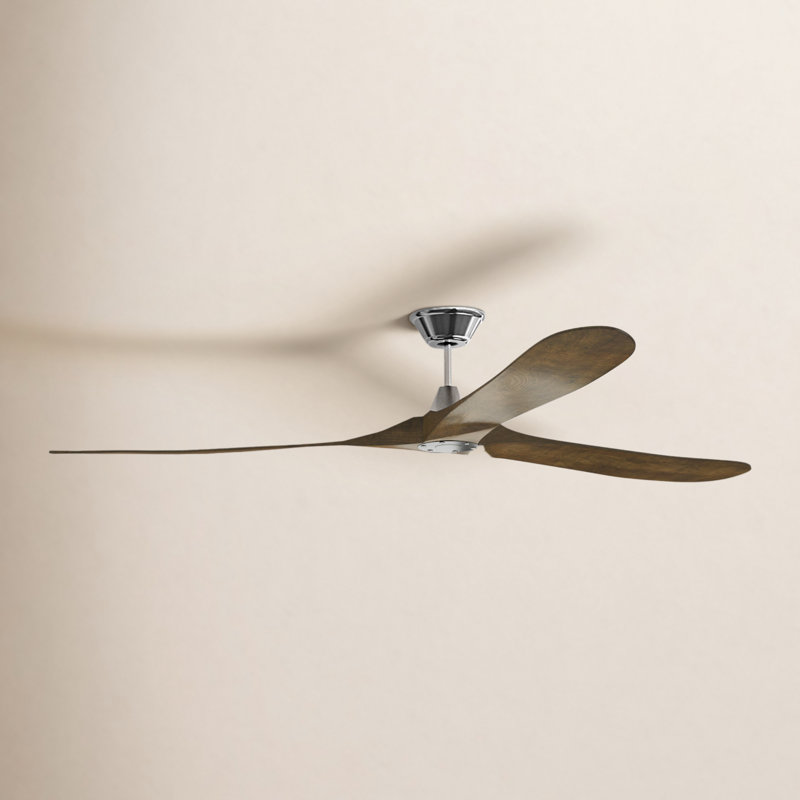 Maverick Downrod Ceiling Fan, Brushed Steel with Dark Walnut Blades, 70 inches