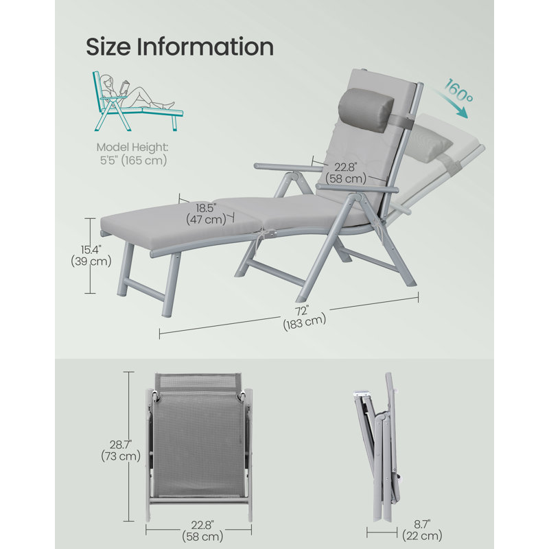 Caitlynd Folding Recliner Chair, Grey