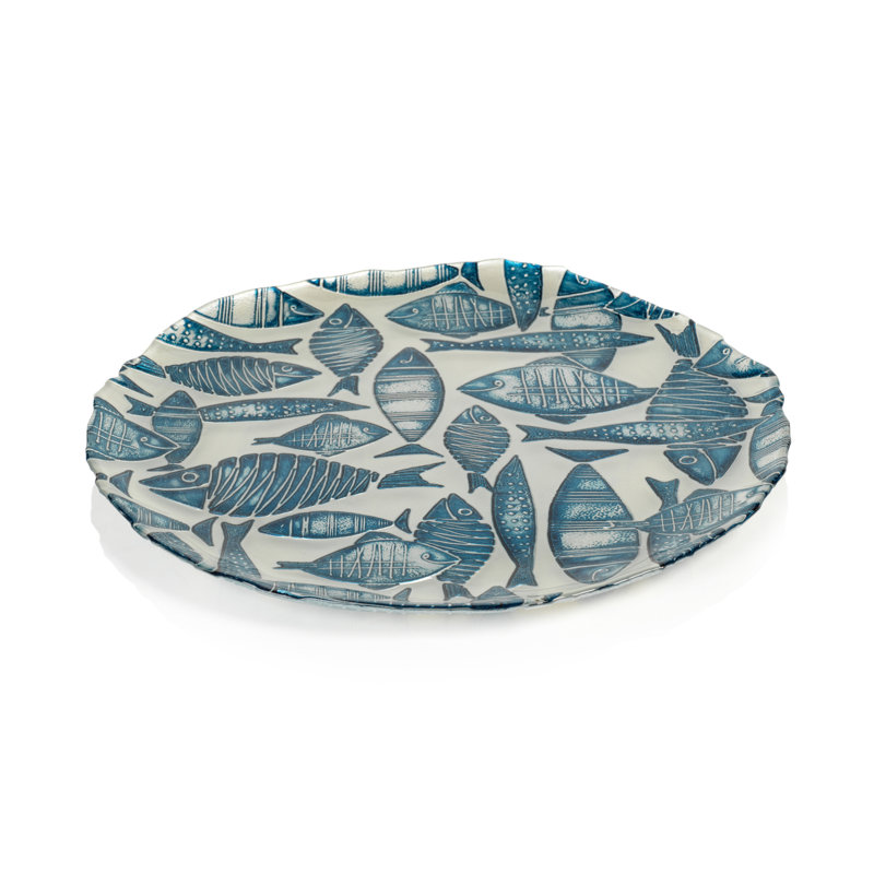 Ensemble de 6 plateaux à poisson bleu et argent Exuma