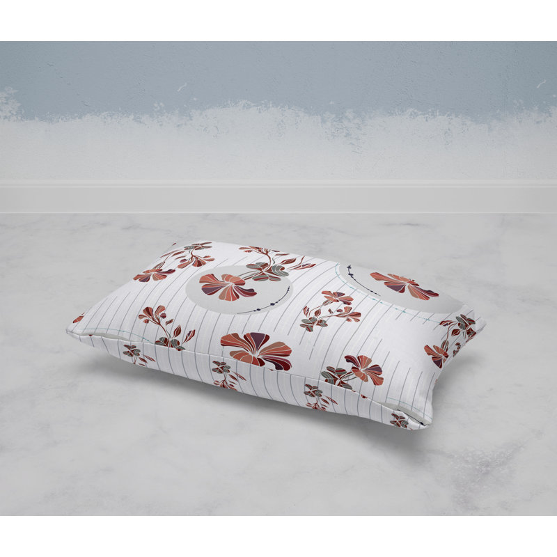 Circular Garden  Rectangular Throw Pillow, White/Red