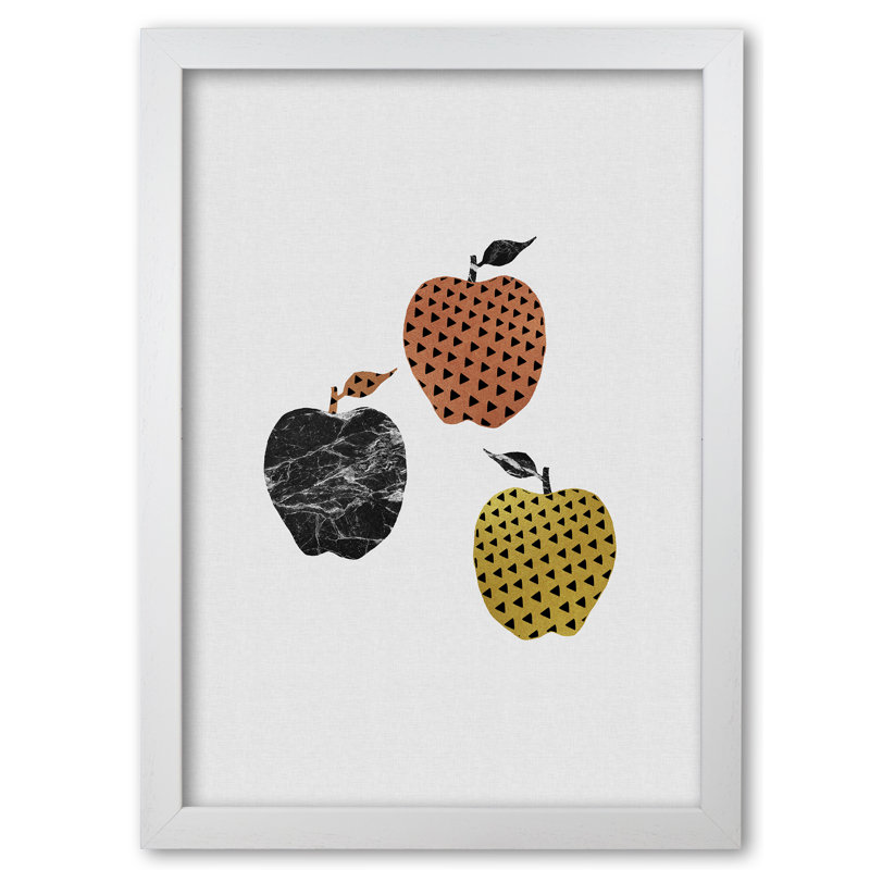 Apples 1 Piece Wall Art, 30 cm H x 21 cm W x 5 cm D, White Grain Frame