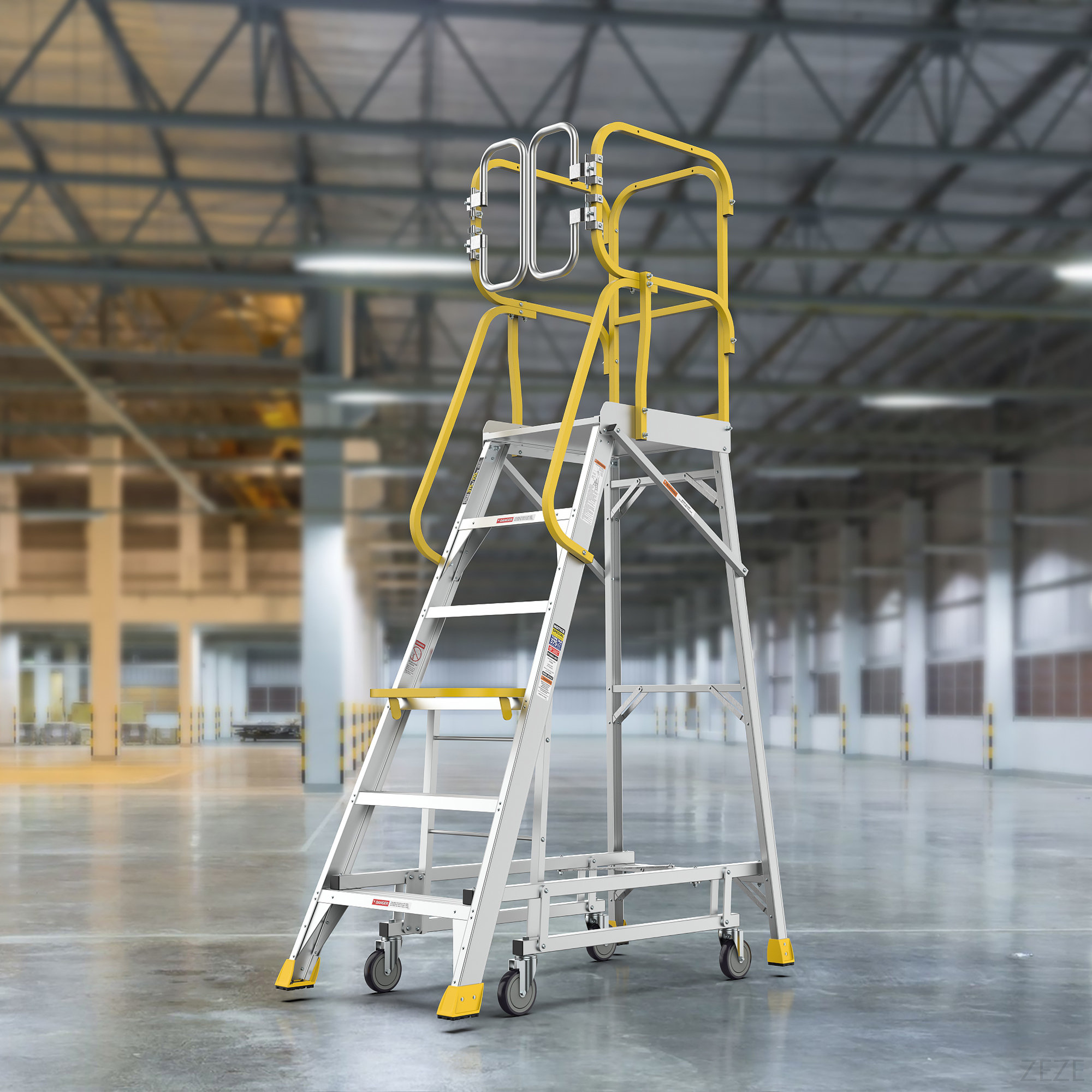 WFX Utility™ 6 Step 375Lbs Aluminum Rolling Platform Ladder | Wayfair