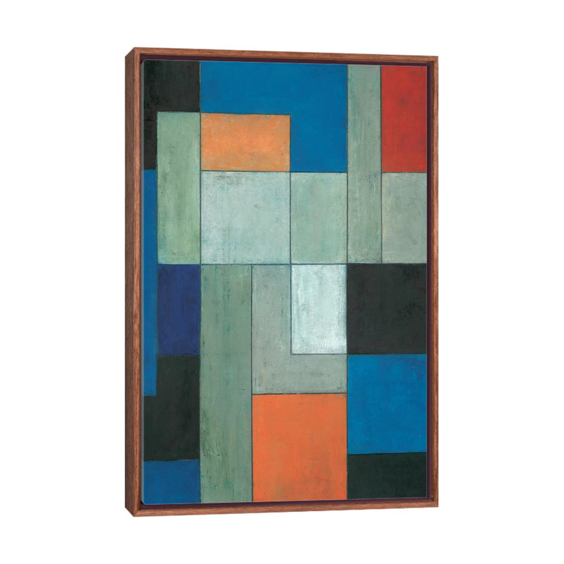 Grey Matters Blue by Stephen Cimini - Painting on Canvas, 152.5 cm H x 101.5 cm W, Classic Brown Wood Framed