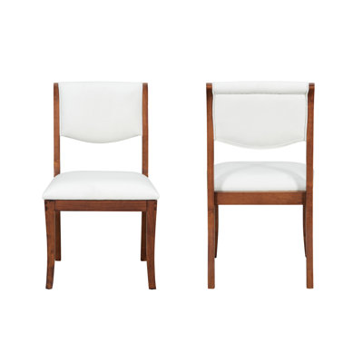 Chaises de salle à manger en bois massif massif de 2 au fini noyer - côté traditionnel en tissu élégant avec lignes incurvées, sièges rembourrés épais et cadre ergonomique pour une utilisation quotidienne 2, décor de vestibule