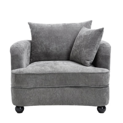 40" Chenille Upholstered Sofa Chair With Solid Wood Legs by George Oliver