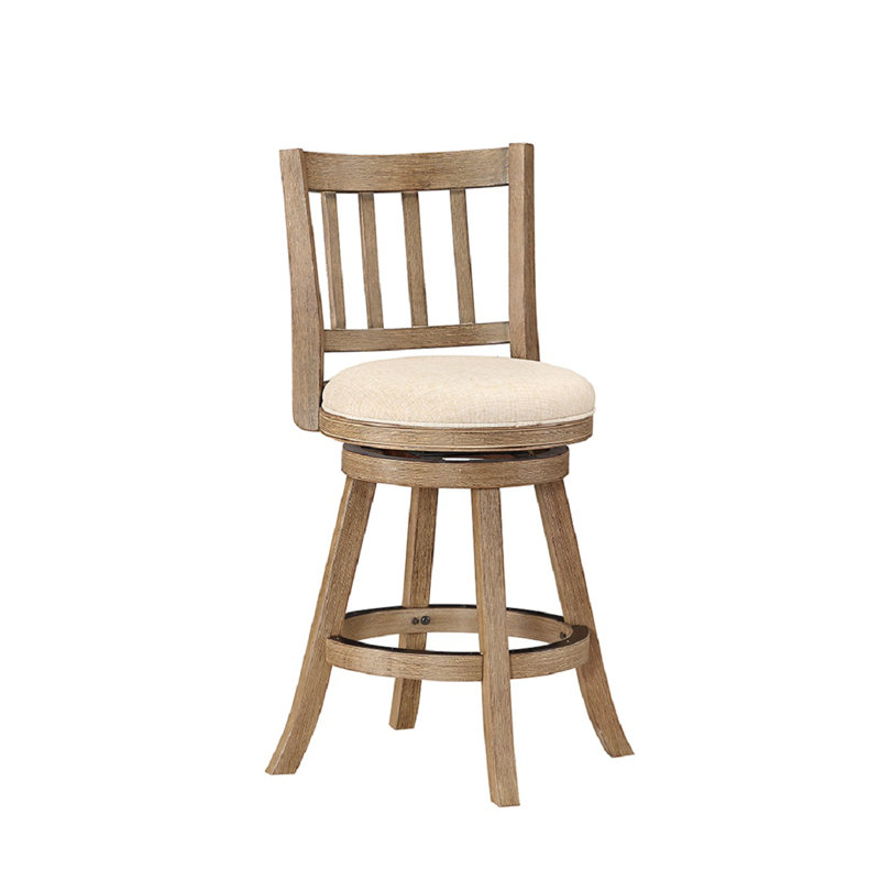 Cremilde Swivel Bar/Counter Stool, Driftwood Wire-Brush and Ivory, Counter Stool (24" Seat Height)
