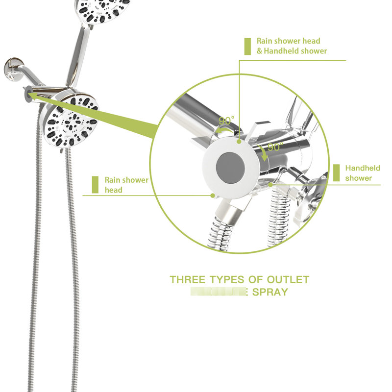 Douche avec pomme de douche à massage de 4,7 po et 7 buses portatives dans la buse