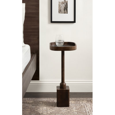 Woodrow Modern Mango Wood Rounded Square Drink Table by 17 Stories