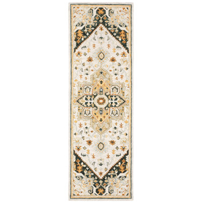 Ivory Oriental Tufted Handmade Stain Resistant Rug