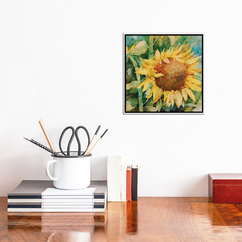 Tournesol par Annelein Beukenkamp - impression sur toile tendue, Cadre blanc, H 12 po x l 12 po x P 1,5 po