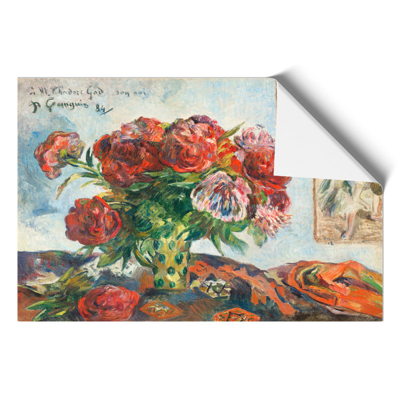 Still Life With Peonies by Paul Gauguin - No Frame Painting, 21cm H x 30cm W x 0.1cm D