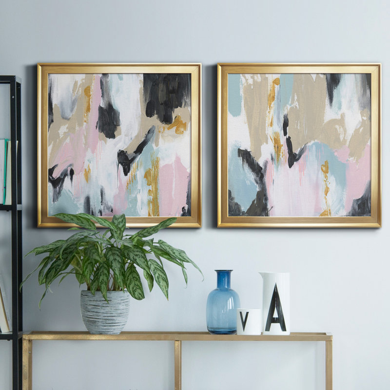 Été sensuel I - impression sur toile encadrée 2 pièces, H 26,5 po x l 53 po x P 1,5 po, Or