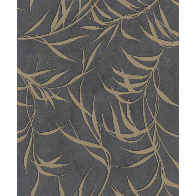 Kavalier Metallic Leaf 10.05M X 53Cm Wallpaper Roll, Black/Gold