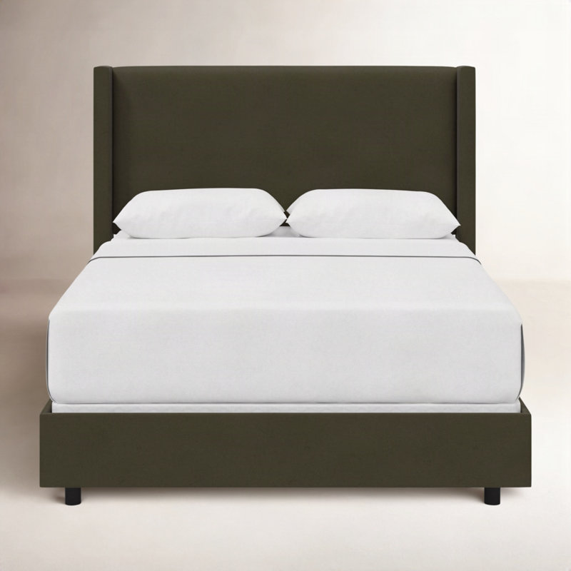 Lit tapissier standard Hanson, Double, Velours loden classique