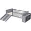 Lit mezzanine bas pour lit simple avec glissade, rangement mobile et bois massif gris, espace de sommeil agréable pour la chambre à coucher