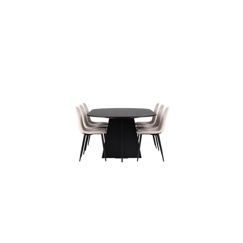 Moskell 6 - Person Dining Set, Beige, Beige