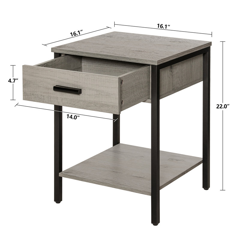 Table de chevet Shirle, Gris