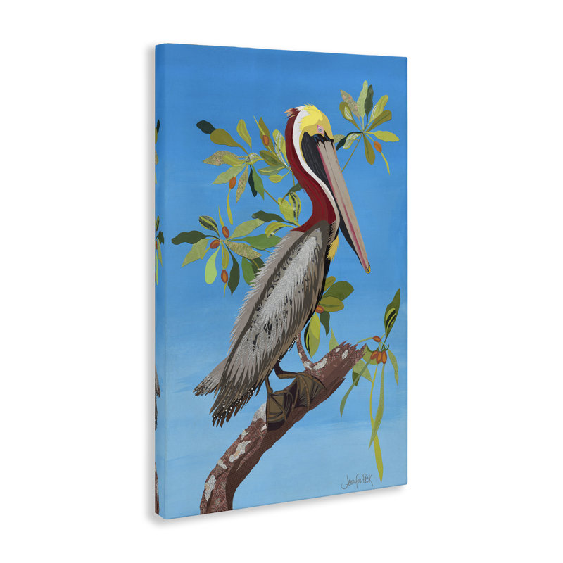 «Brown Pelican on Tree», art mural par Jennifer Peck, H 24 po x l 16 po