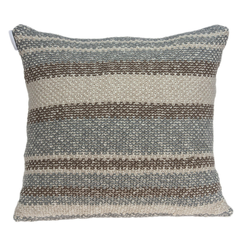 Striped Cotton Reversible Throw Pillow, Polyester/Polyfill, Gray