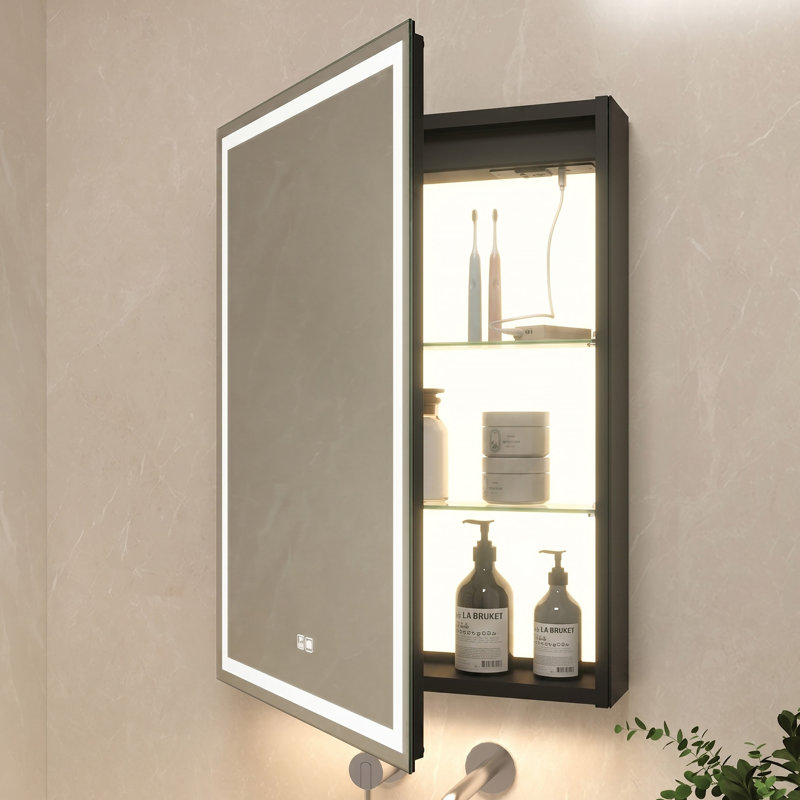 Armoire à pharmacie pour salle de bain à miroir l 20 po Ladell, désembuage, à intensité variable, mode 3 couleurs, prises et usbs