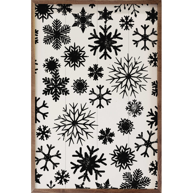 Pattern Snowflakes Black On White, H 8 po x l 5 po