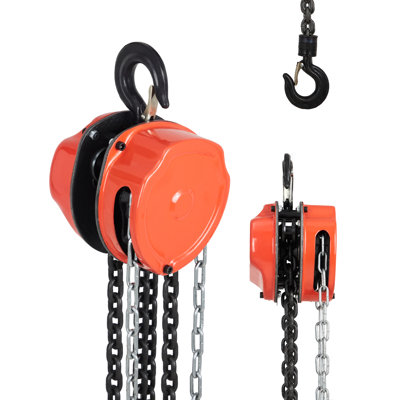 1 Ton Manual Chain Hoist, 20 ft. Lift Height, G80 Galvanized Steel Chain, 360° Swivel Hooks with Safety Locks