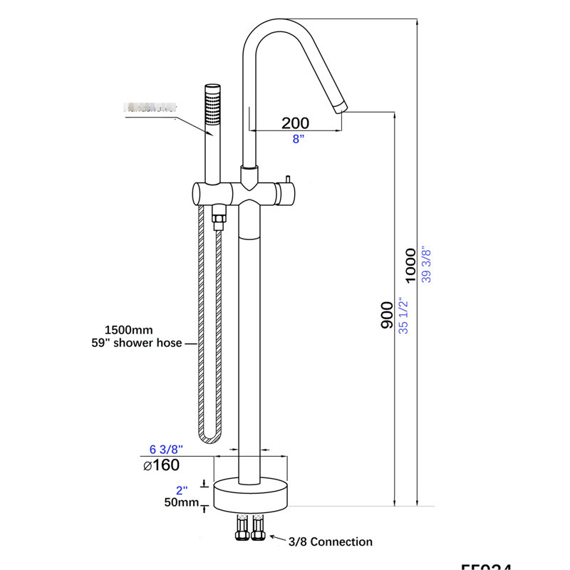 Freestanding Bathtub Faucet With Hand Shower And Superior Durability For Bathrooms
