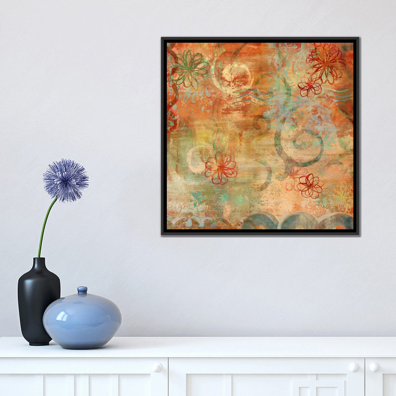 «Happy Days II», impression sur toile, H 18 po x l 18 po x P 1,5 po, Toile encadrée noire, Pas de tapis