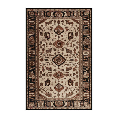 Machine Washable Persian Brown Area Rug