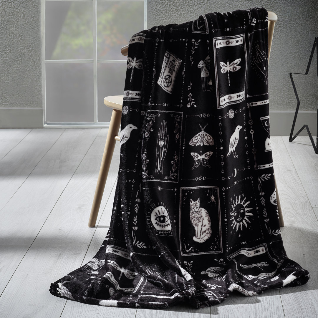 Catherine Lansfield Black Enchanted Witchcraft Cosy Fleece Blanket Throw, Sports Direct - Image 3