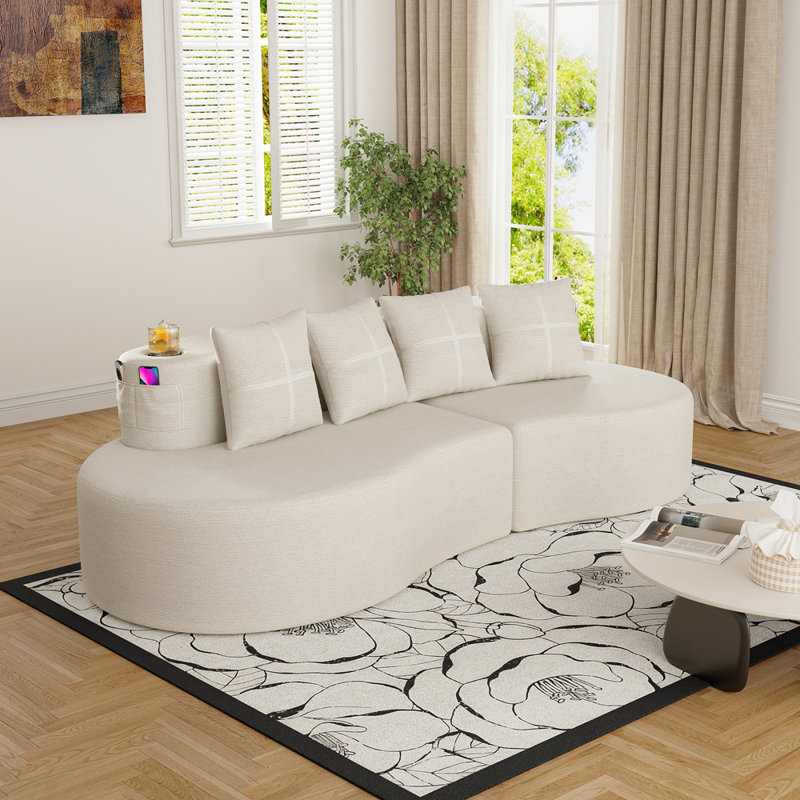 Canapé modulaire compressé courbé, Beige