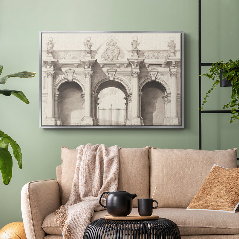 Vintage Sketch-I Framed Gallery Wrapped Canvas, Argent, H 17 po x l 25 po