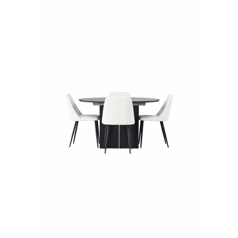 Levesque 4 - Person Dining Set, White, White