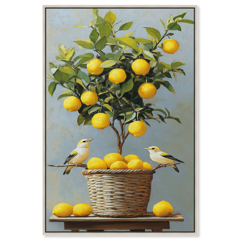 «Lemon Orchard Duet», art mural, Cadre doré, H 16 po x l 11 po