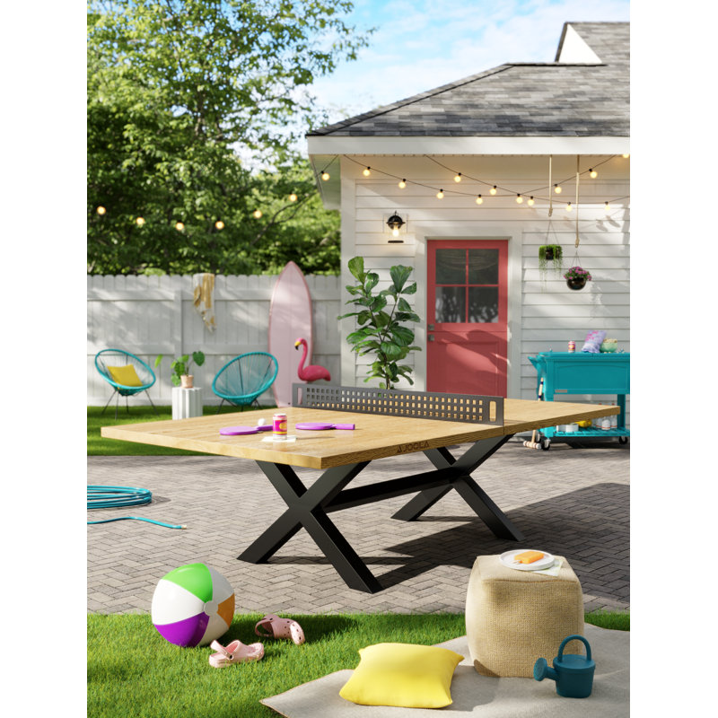 Joola Berkshire Outdoor Table Tennis Table -Ping Pong Table with Steel Net Set & Frame - Multi Use Ping Pong Conference Table or Dining Table