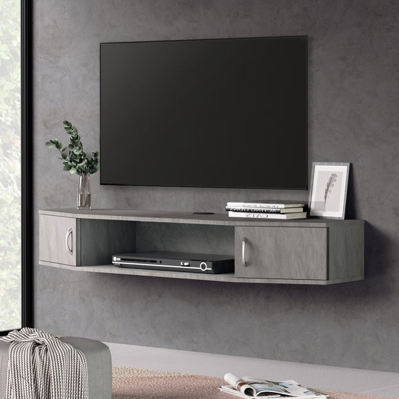 Meuble télé en bois massif pour téléviseur de 50 po ou moins Jru, gris
