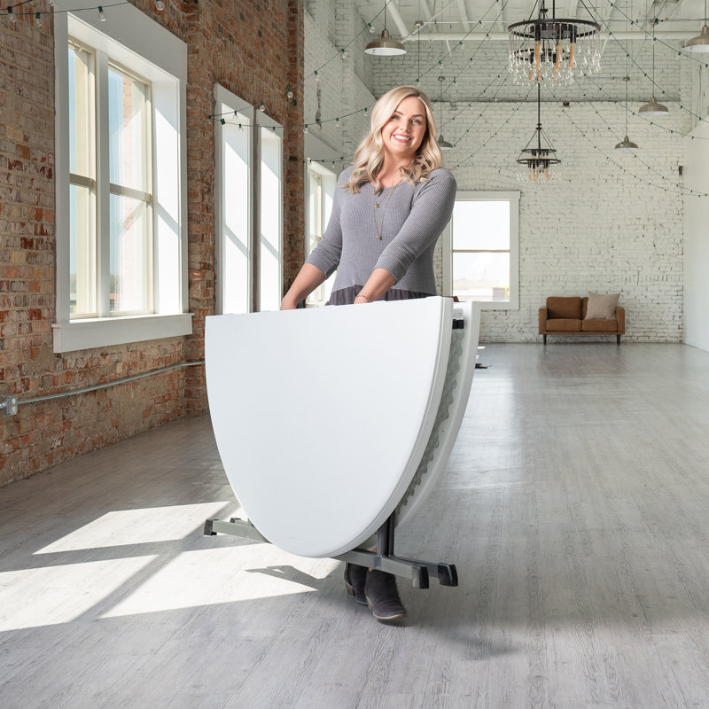White Granite 60-Inch Round Folding Utility Table