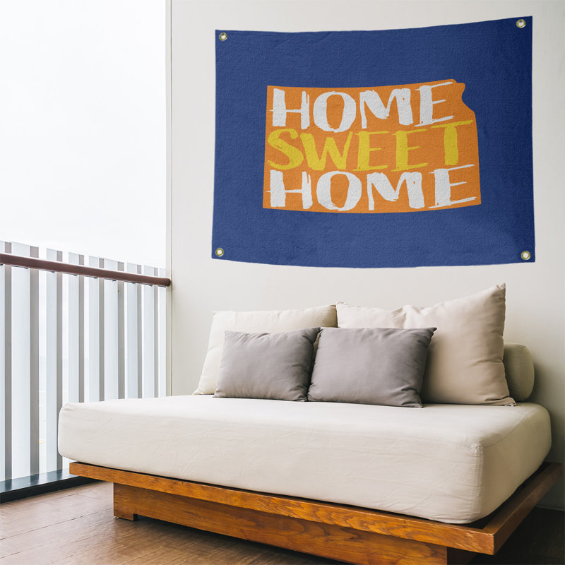 Tapisserie murale kansas doux pour la maison, H 26 po x l 36 po, Marine / orange