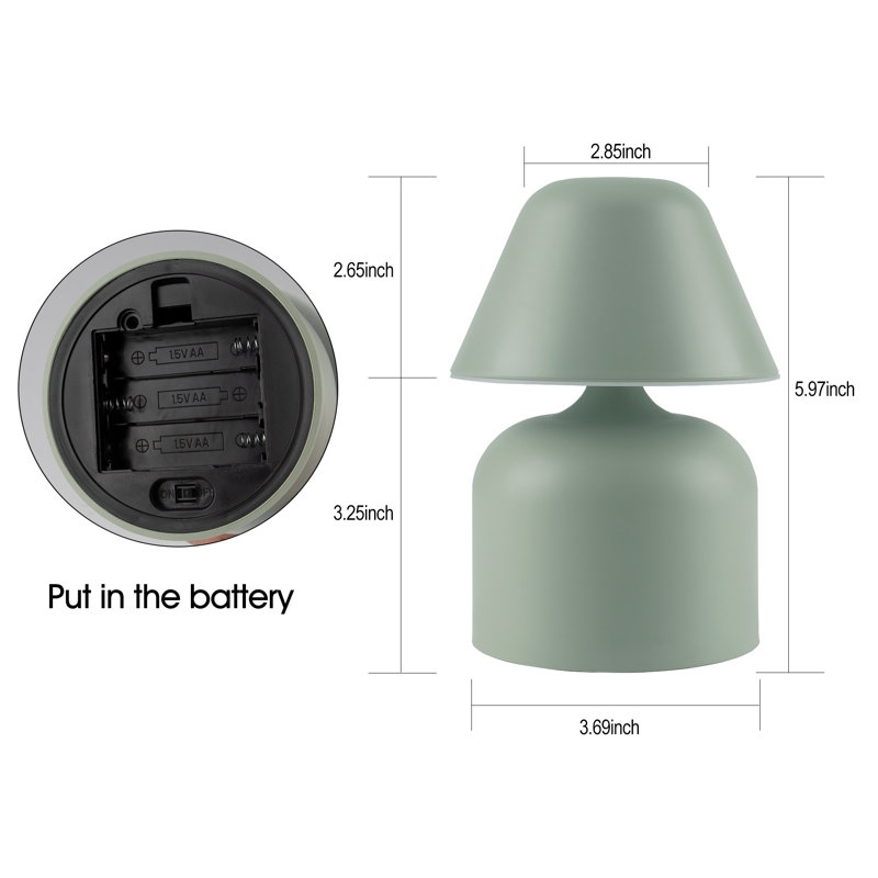 Cordless Metal Desk Lamp,touch Sensor Control Led Table Lamp,3 Way Dimmable Nightstand Lamp, Green