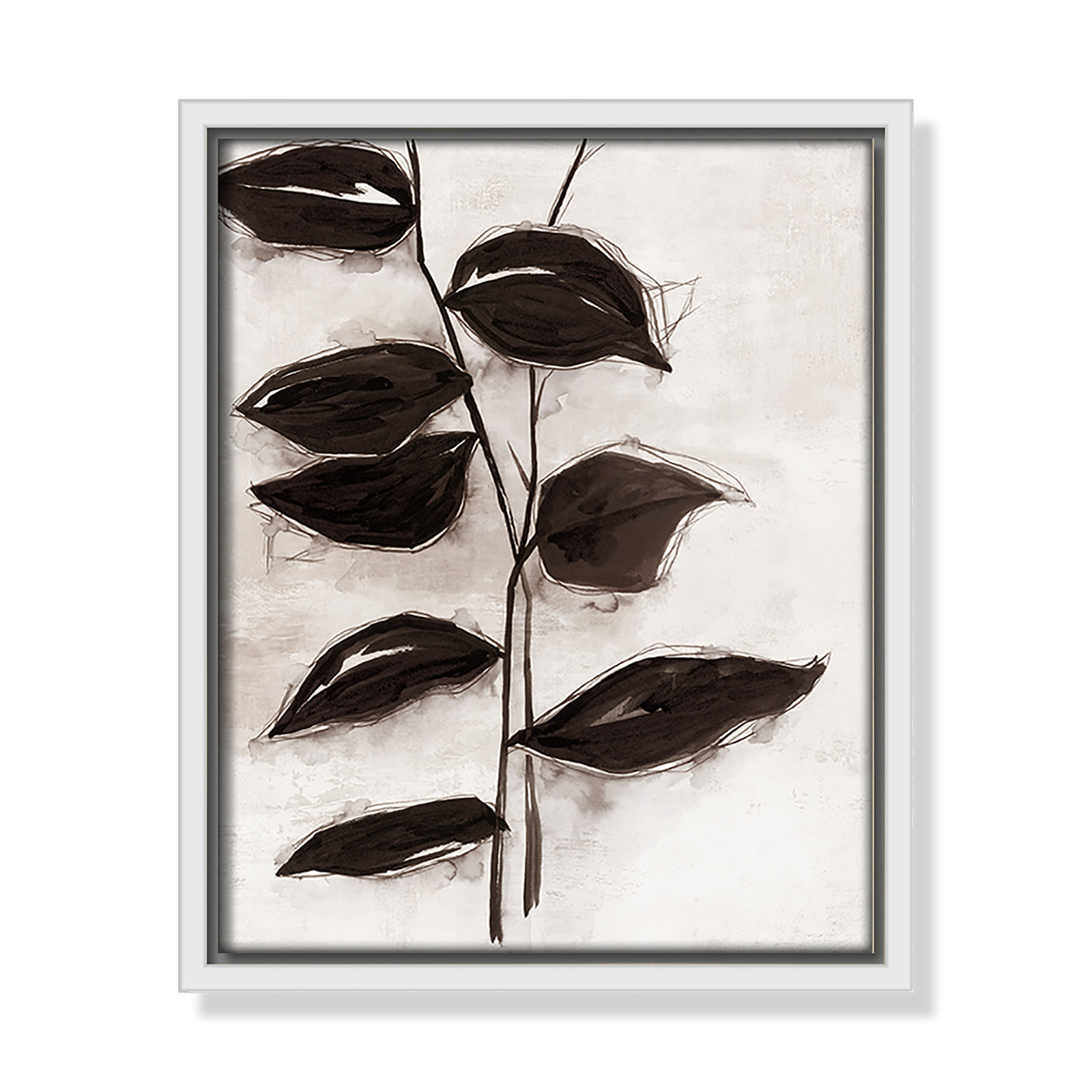 Leaves I by Eva Watts, 11.5" H x 9.5" W x 2" D, White Framed