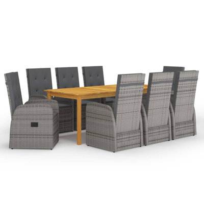 Brun Rectangular 8 - Person Dining Set with Cushions