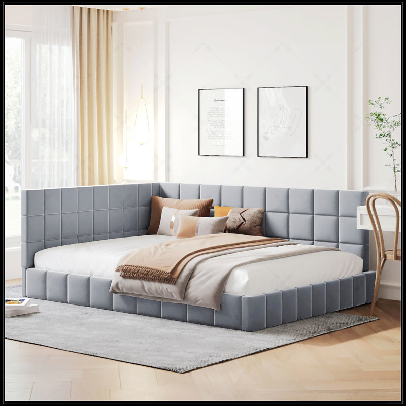 Full Size Upholstered Daybed/Sofa Bed Frame, Gray