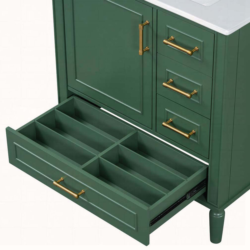 Meuble-lavabo 30 po avec lavabo en céramique, Green