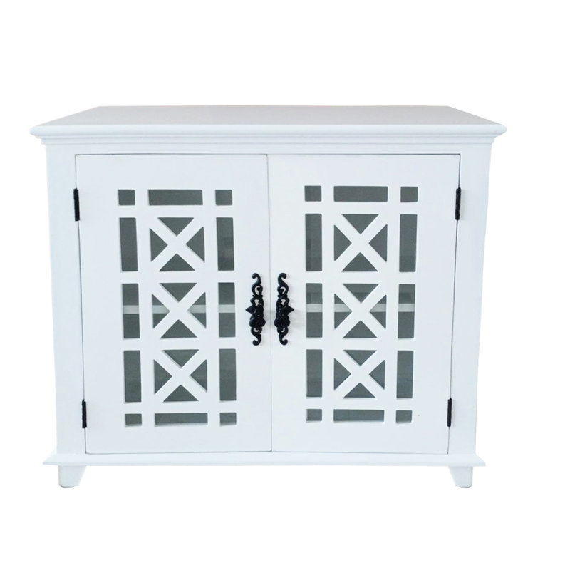 Armoire décorative blanche avec porte et tablette en verre, porte de finition Mid-Century Modern Home Decor, tablette intérieure pour le rangement, design
