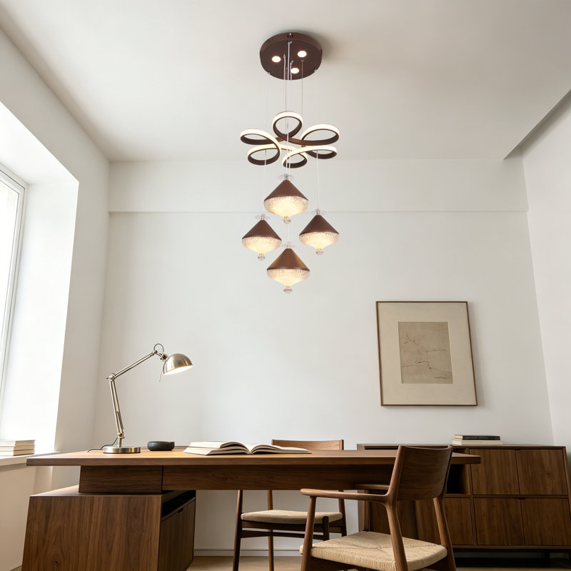 Lustre moderne en forme de fleur 4 lumières à DEL pour salle à manger